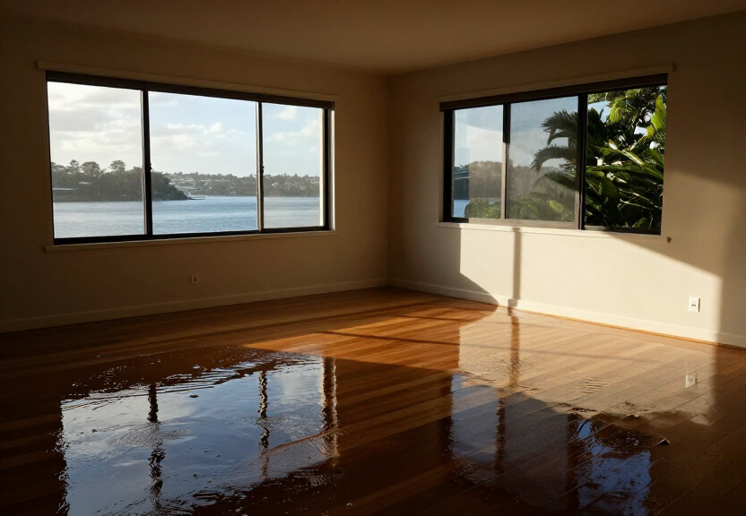 Flooded living room in Ambarvale before restoration