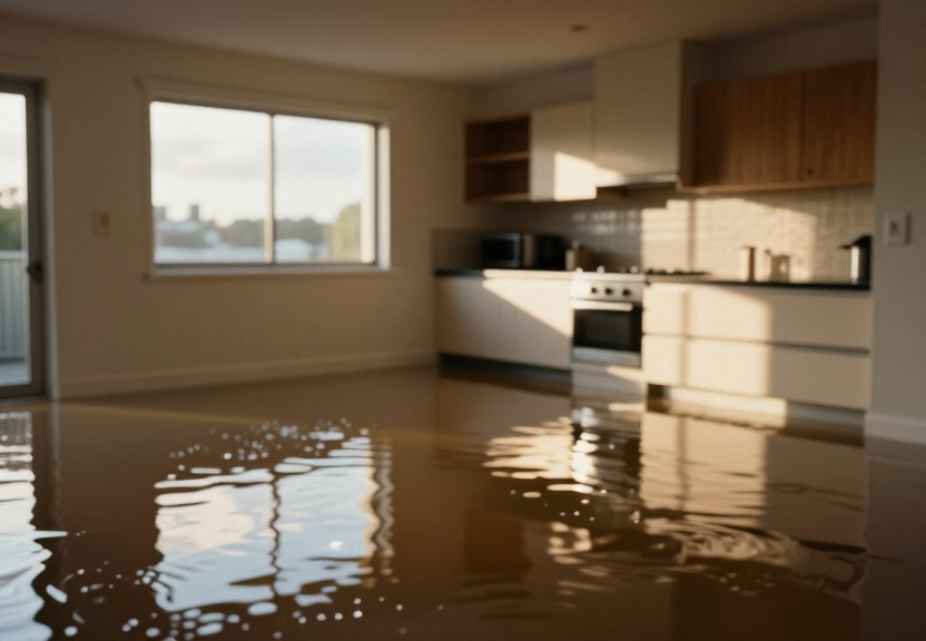 Flooded commercial space in Ambarvale before cleanup